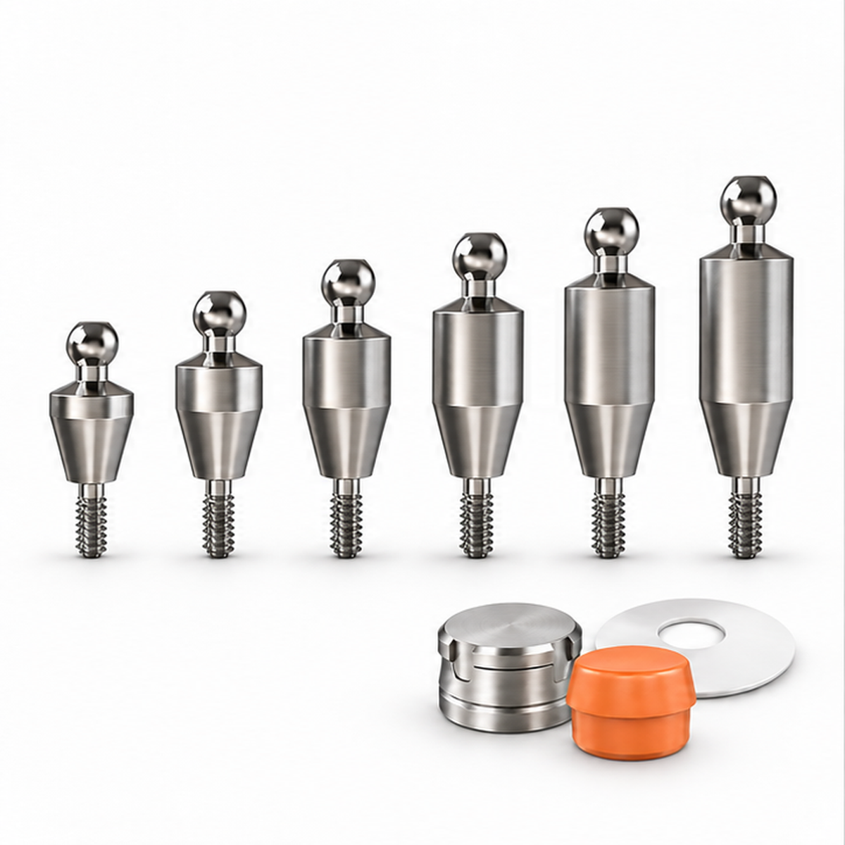 Straight Ball Attachment Set – Narrow Platform Conical Connection