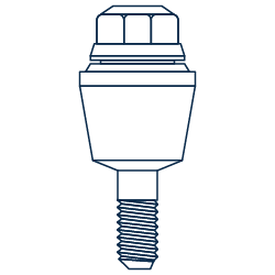 Technical drawing of a multi unit abutment on a white background