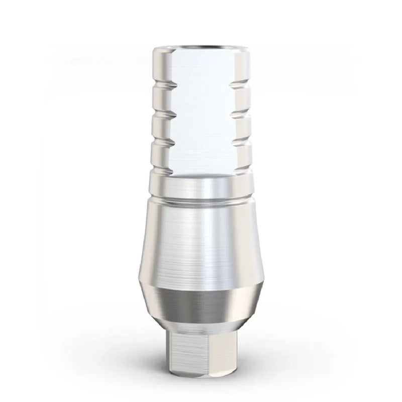 titanium dental prosthetic abutment component with internal connection on a transparent background